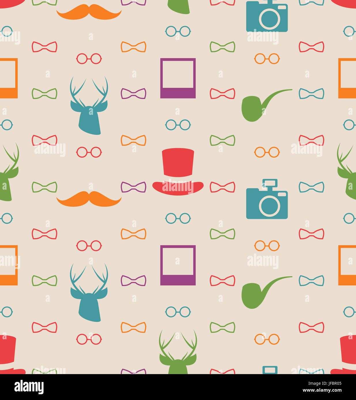 Illustration Hipster Seamless Texture, Pattern with Vintage Colors ...