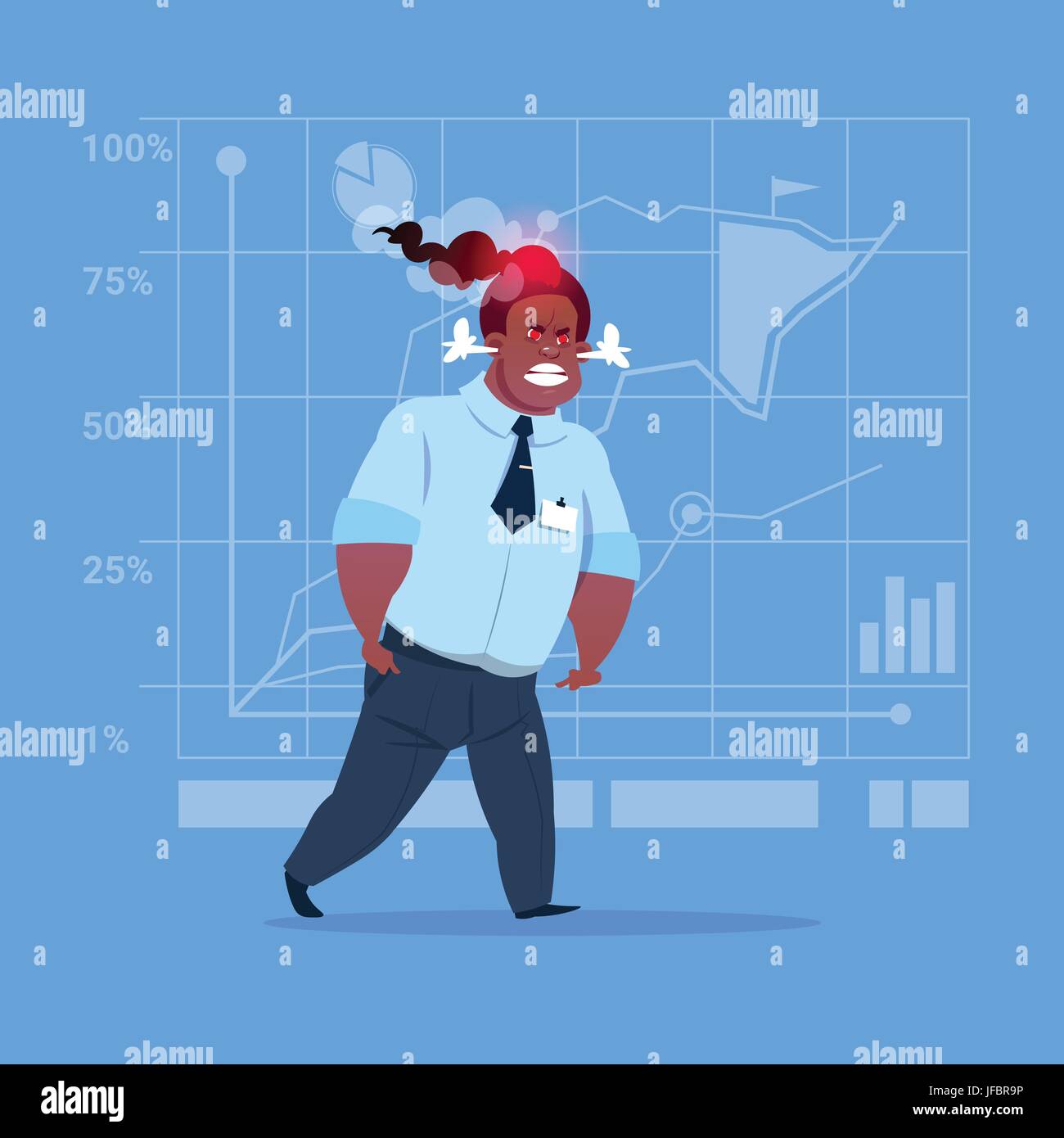 African American Angry Business Man Negative Emotion Concept Failure Problem Stock Vector