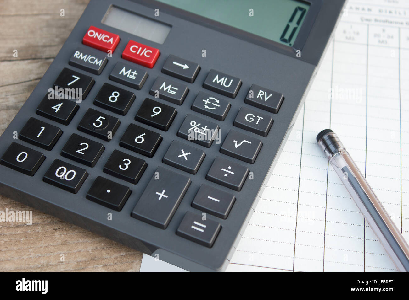 Calculator and  note paper  for business life Stock Photo