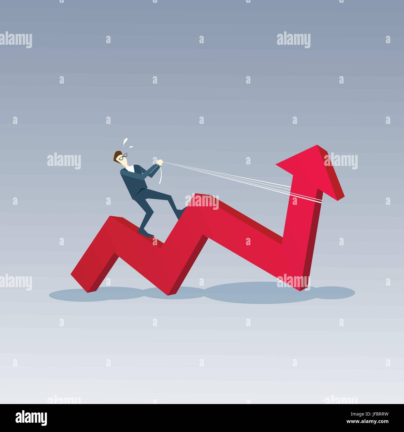 Business Man Ride Red Arrow Up Financial Success Concept Stock Vector ...