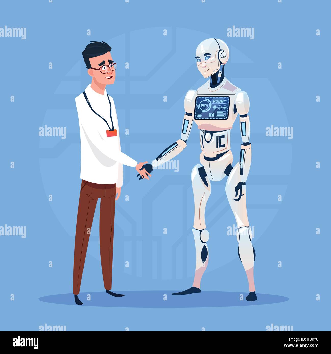 Modern Robot Handshake With Man Futuristic Artificial Intelligence ...