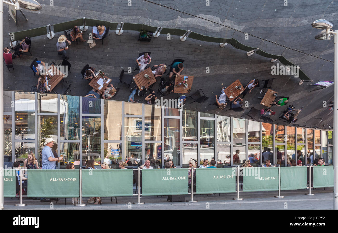 Diners in the AllBarOne bar outside New Street station, Birmingham