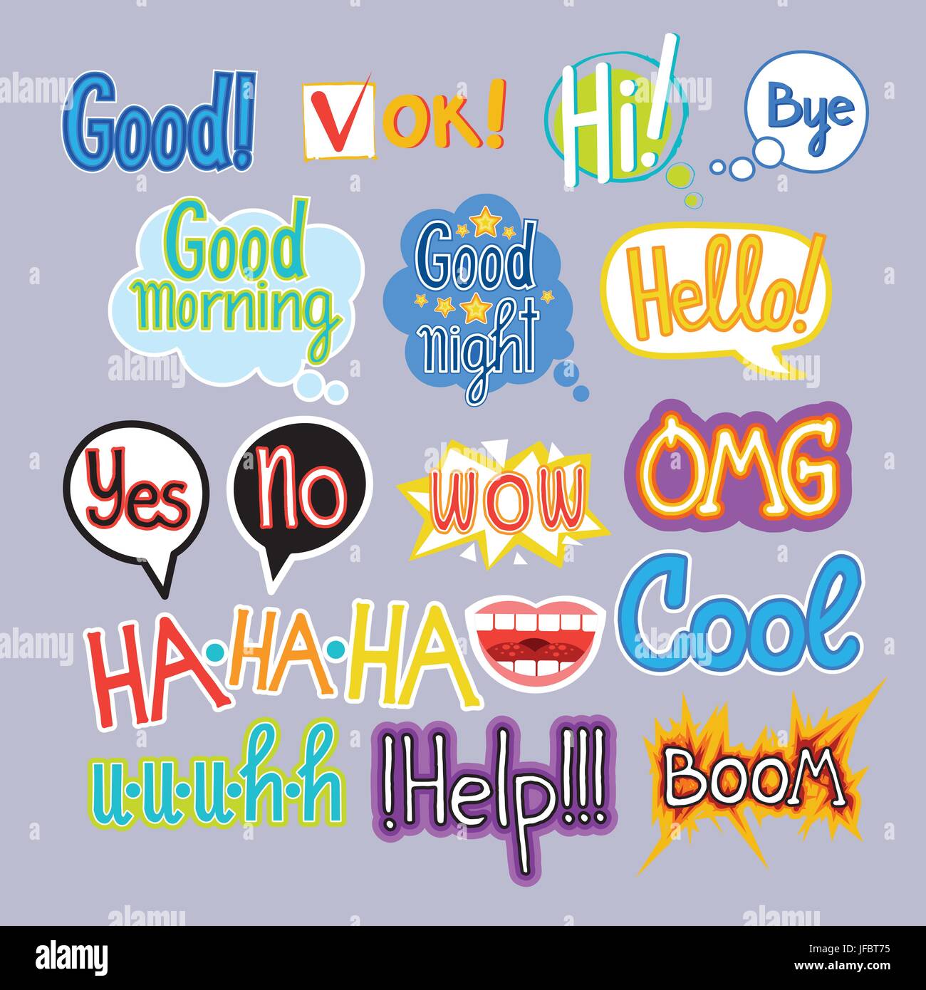 Sticker Set Chat Message Label Icon Collection Colorful Banner Stock ...