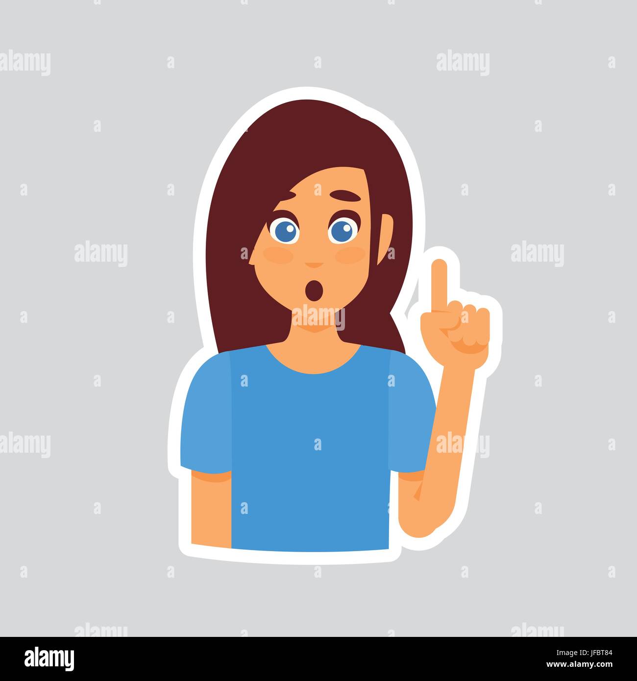 Girl Shocked Sticker For Messenger, Label Icon Colorful Logo Stock Vector