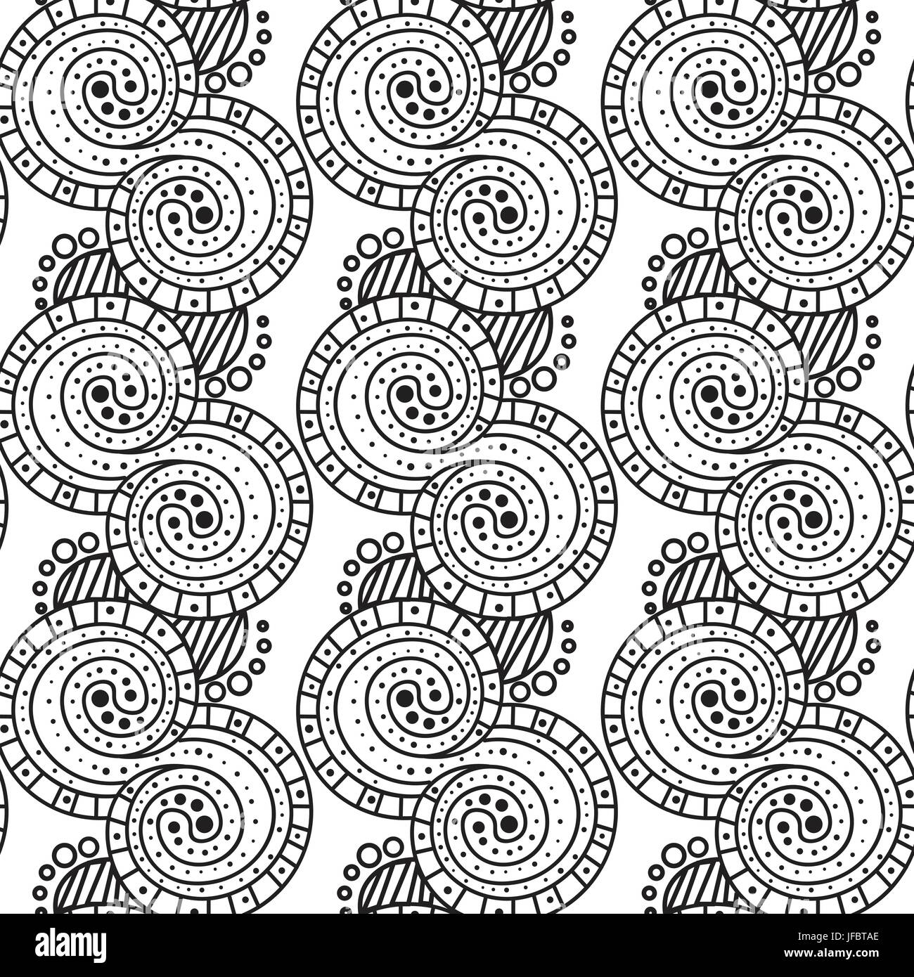 Seamless Black And White Pattern Zentangle Design Stock Vector Image ...