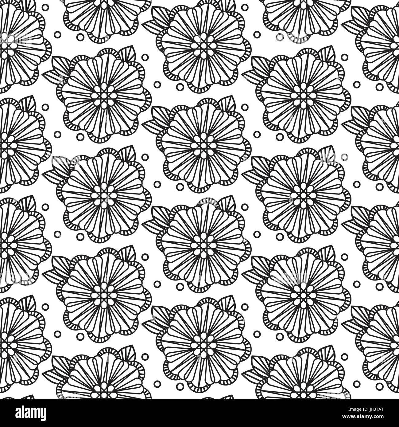 Seamless Black And White Pattern Zentangle Design Stock Vector Image