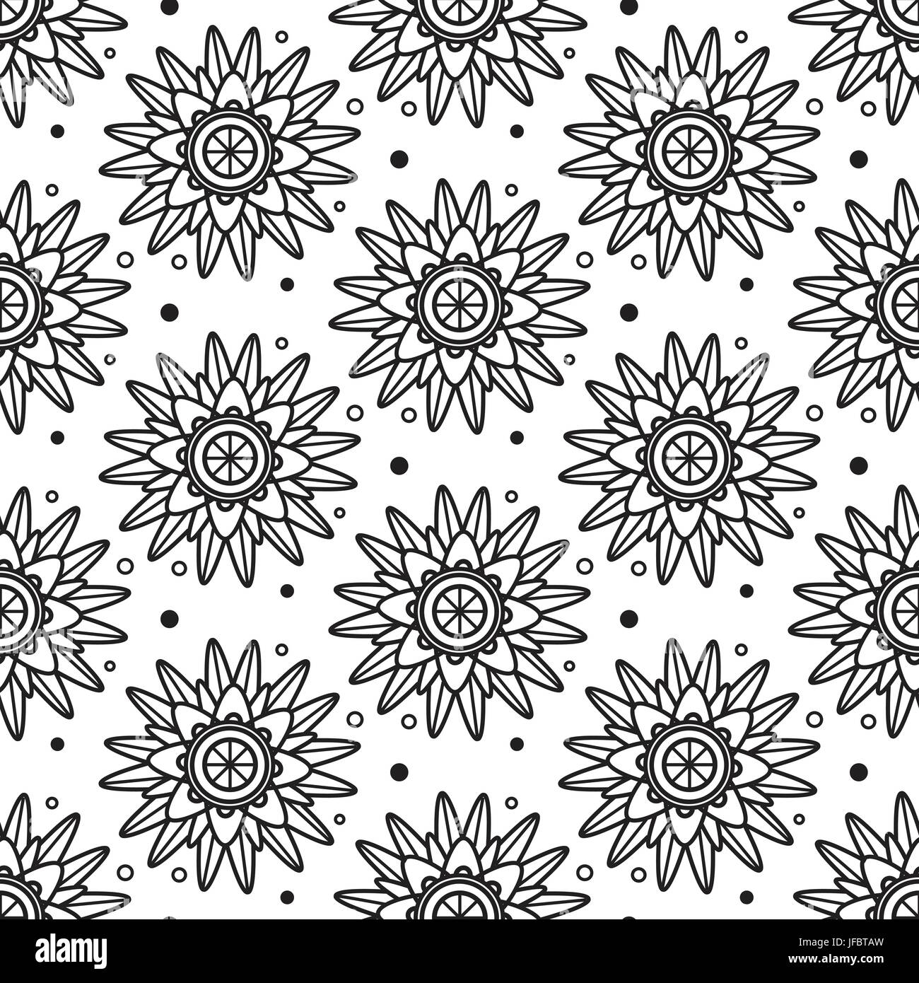 Seamless Black And White Pattern Zentangle Design Stock Vector Image