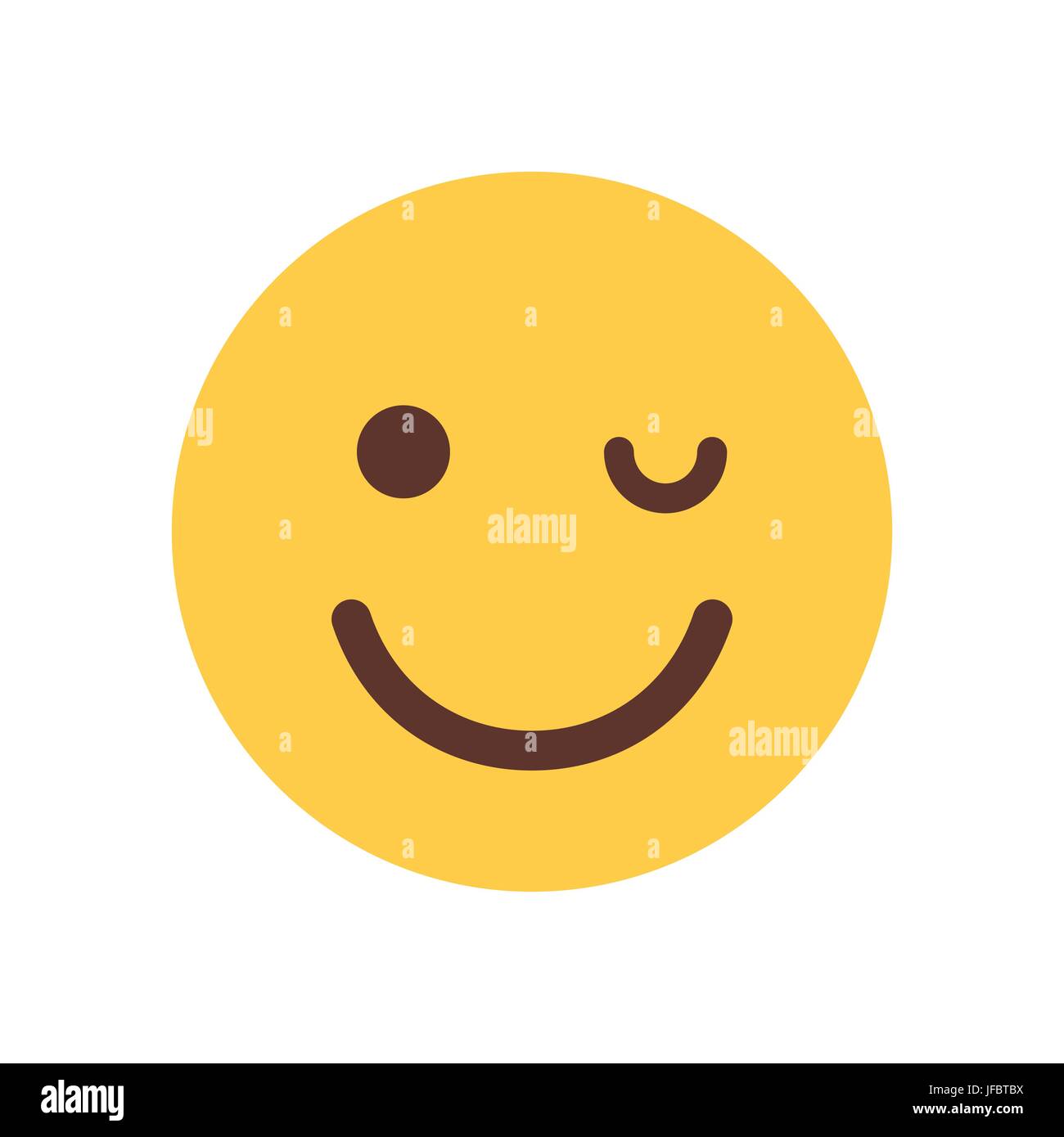 Yellow Smiling Cartoon Face Winking Emoji People Emotion Icon Stock Vector