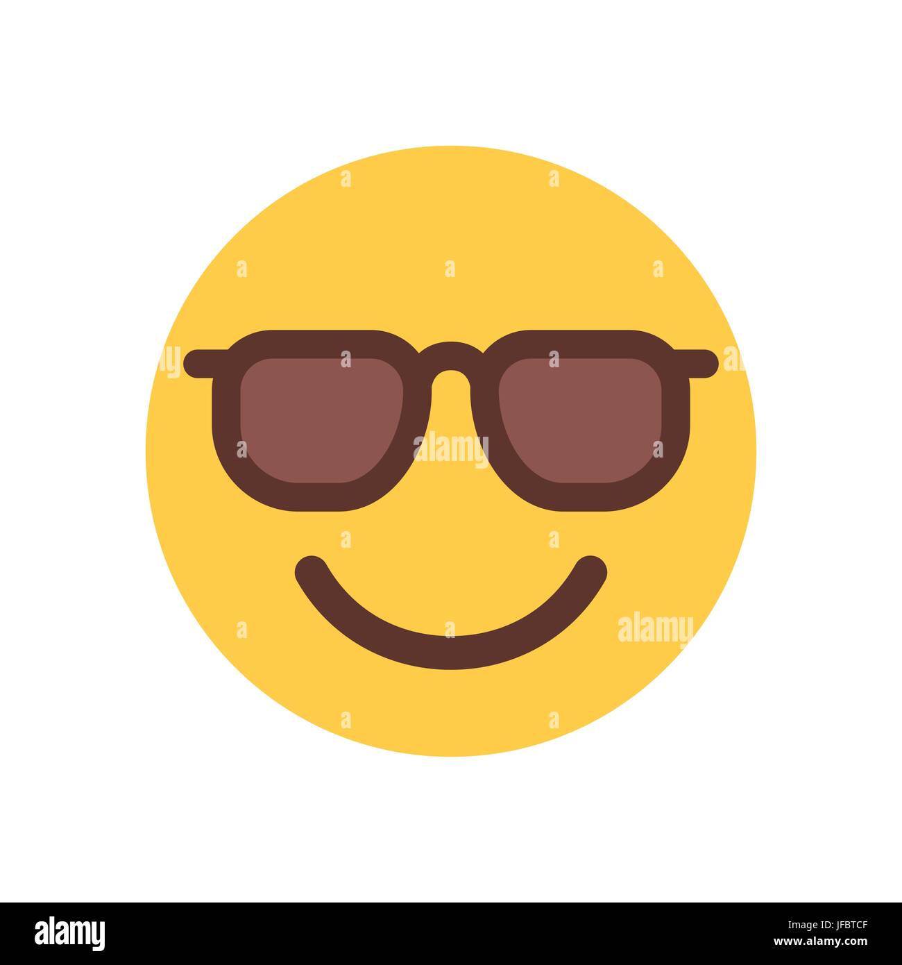 Yellow Smiling Cartoon Face In Sun Glasses Emoji People Emotion Icon