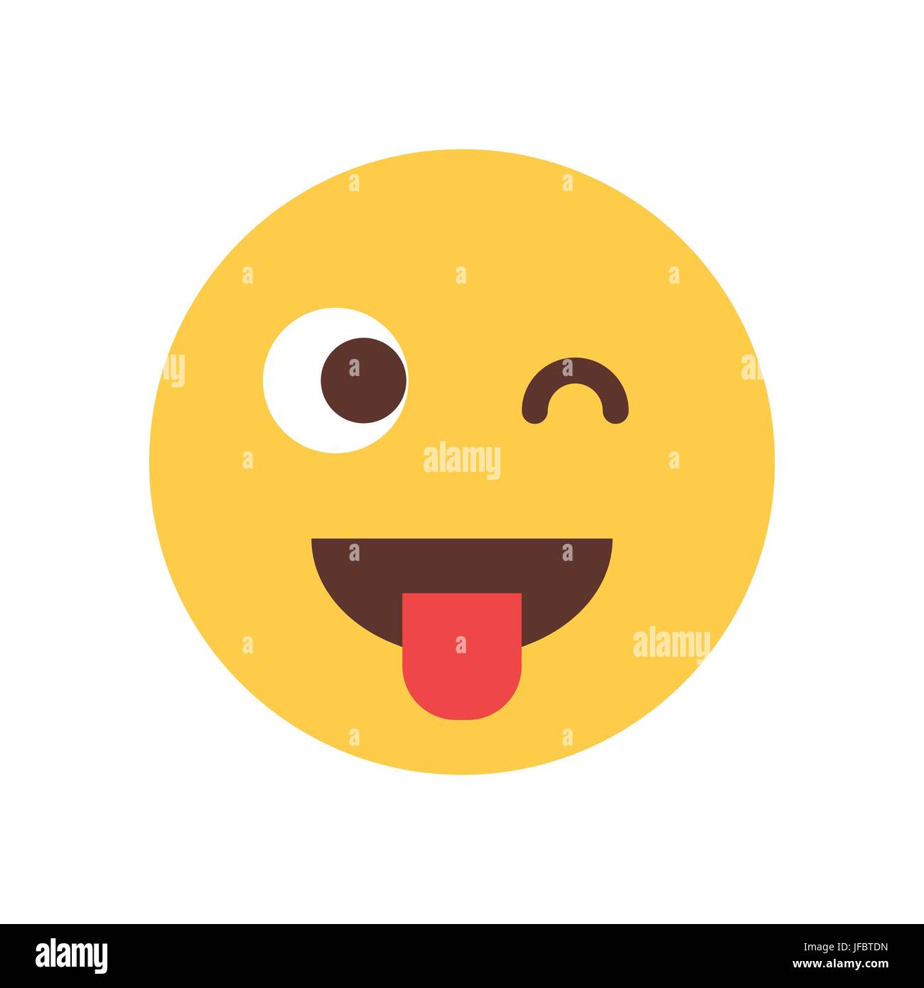 Yellow Smiling Cartoon Face Show Tongue Wink Emoji People Emotion Icon Stock Vector