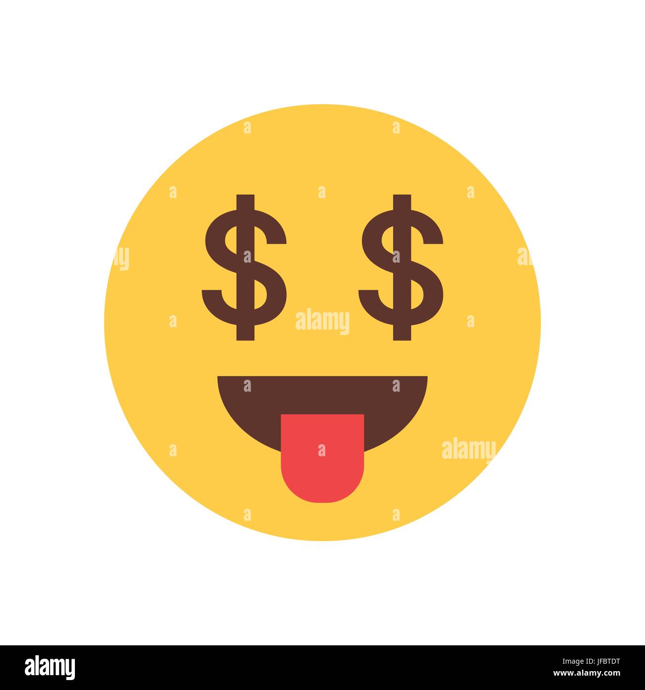 Yellow Smiling Cartoon Face Show Tongue Money Rich Emoji People Emotion Icon Stock Vector
