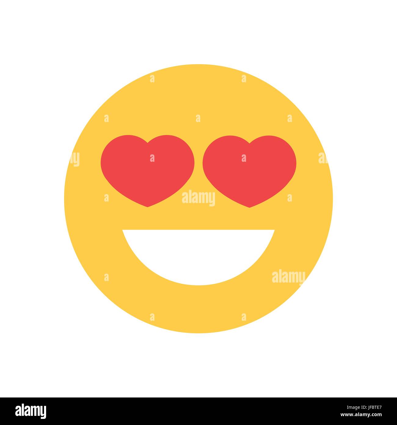 Cute social media Emoji smiling face with heart-eyes on pink background -  stock illustration