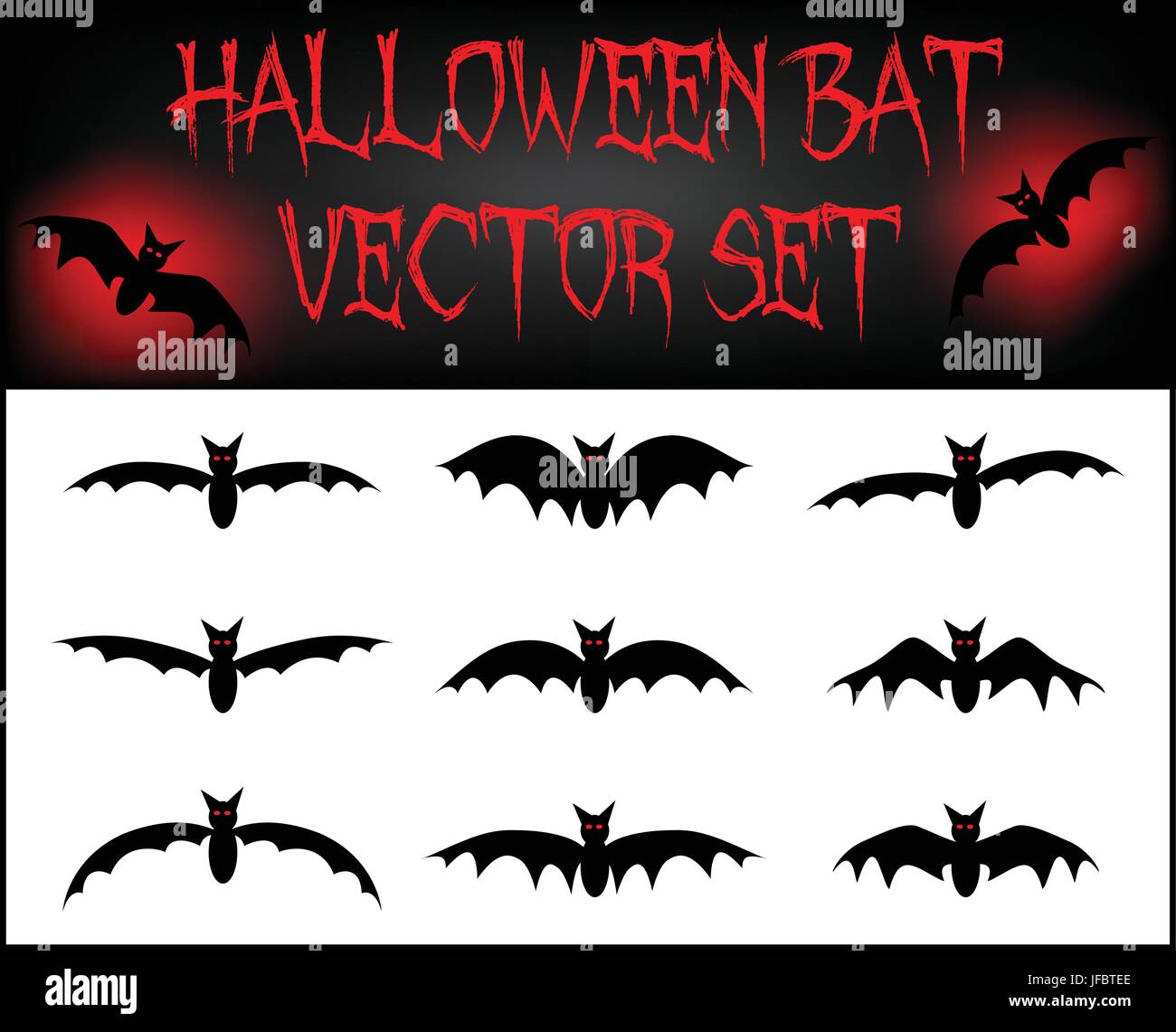 vector set of halloween bat silhouette. illustration isolated on white ...