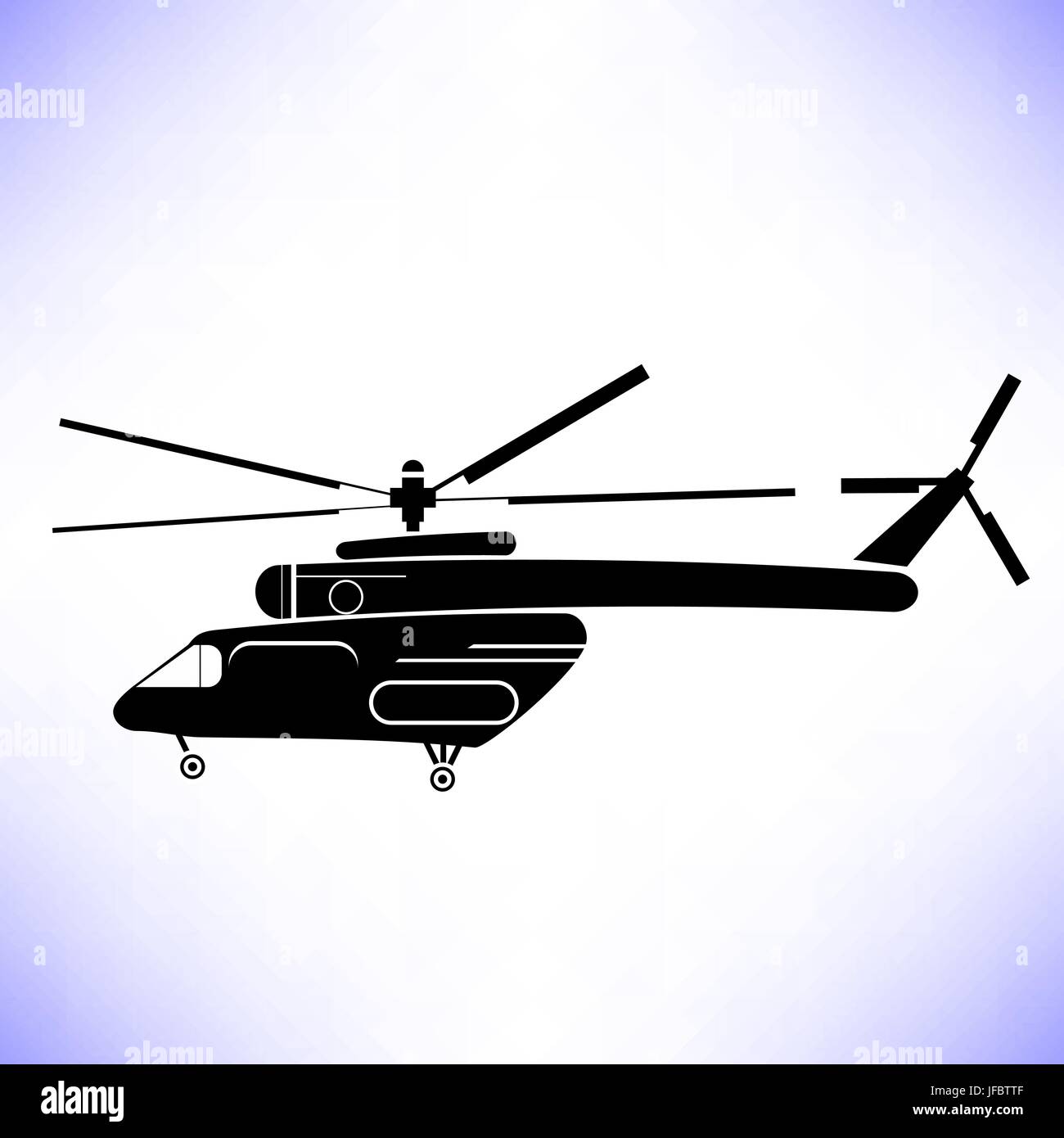 Silhouette of Helicopter Isolated on White Background Stock Vector