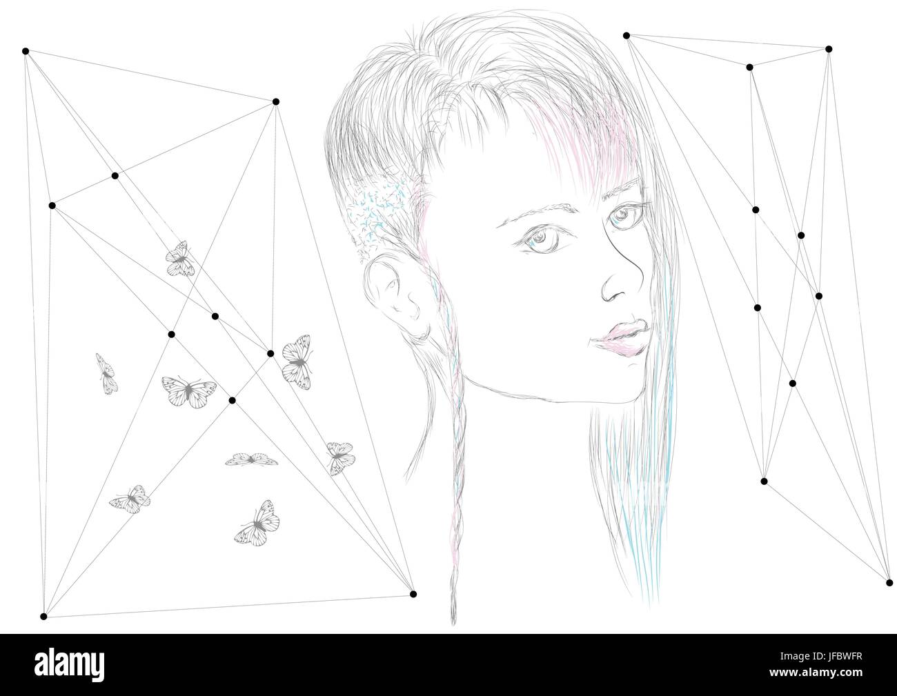 teenage girl portrait Stock Vector Image & Art - Alamy