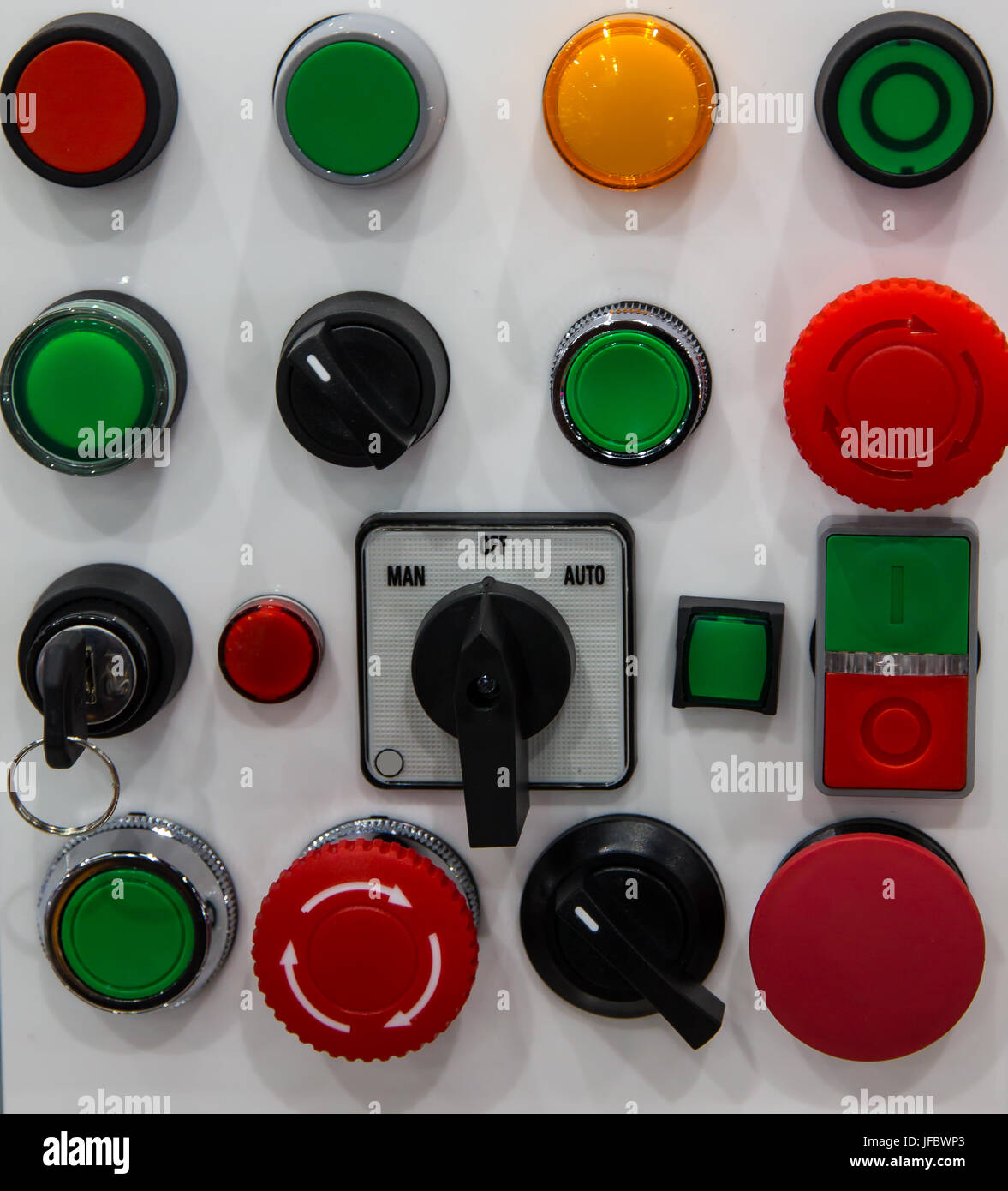 Variety type of buttons on panel Stock Photo Alamy