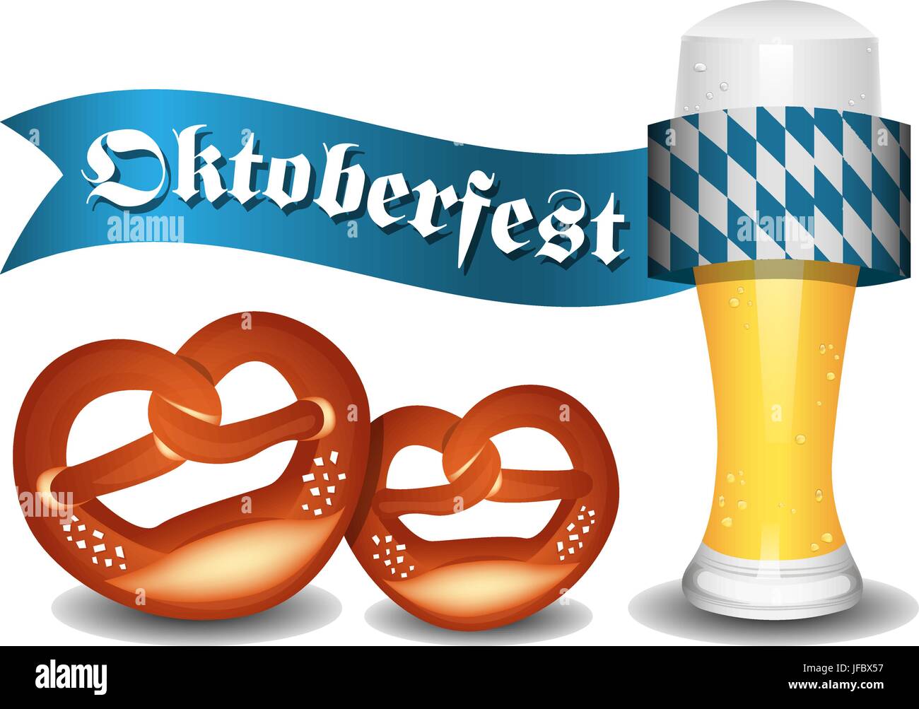 oktoberfest banners exempted with pretzels and beer stock Stock Vector