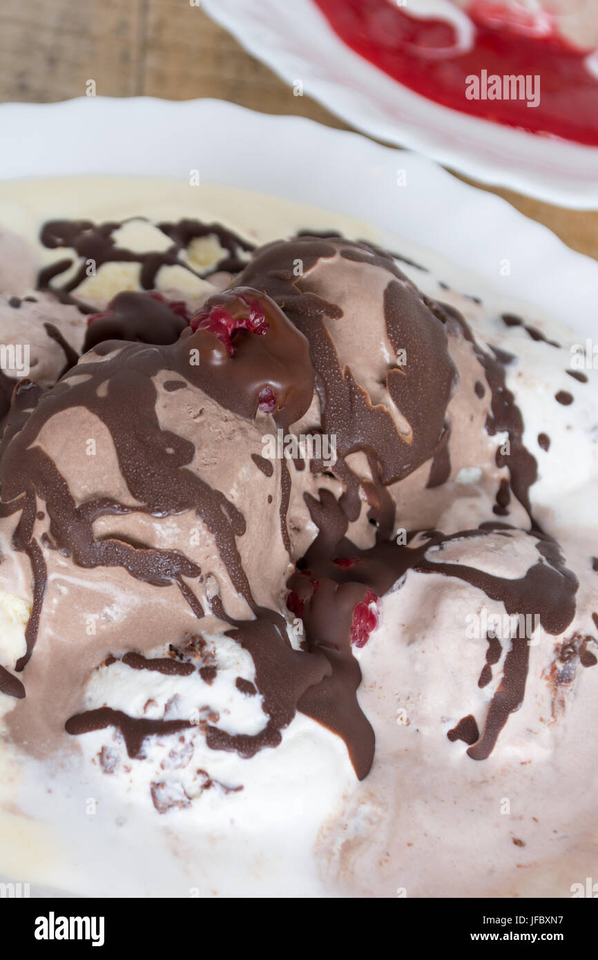 chocolate ice cream on the table Stock Photo