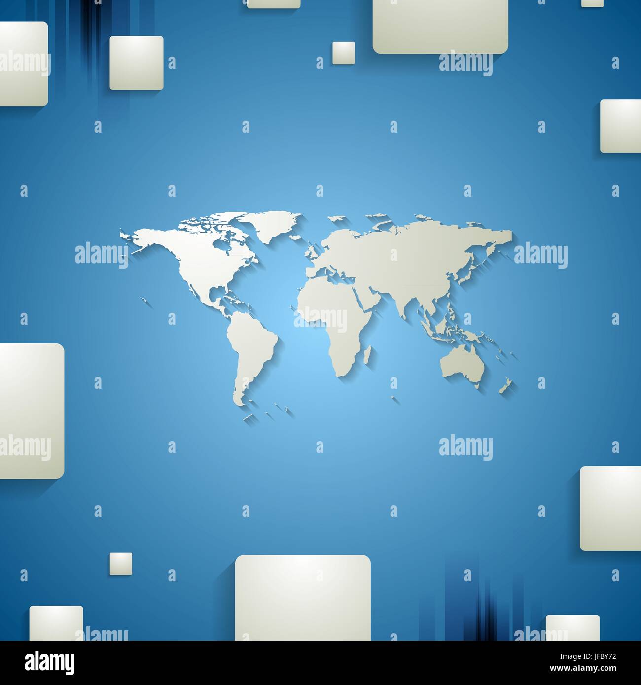 Tech corporate blue design with earth map Stock Photo