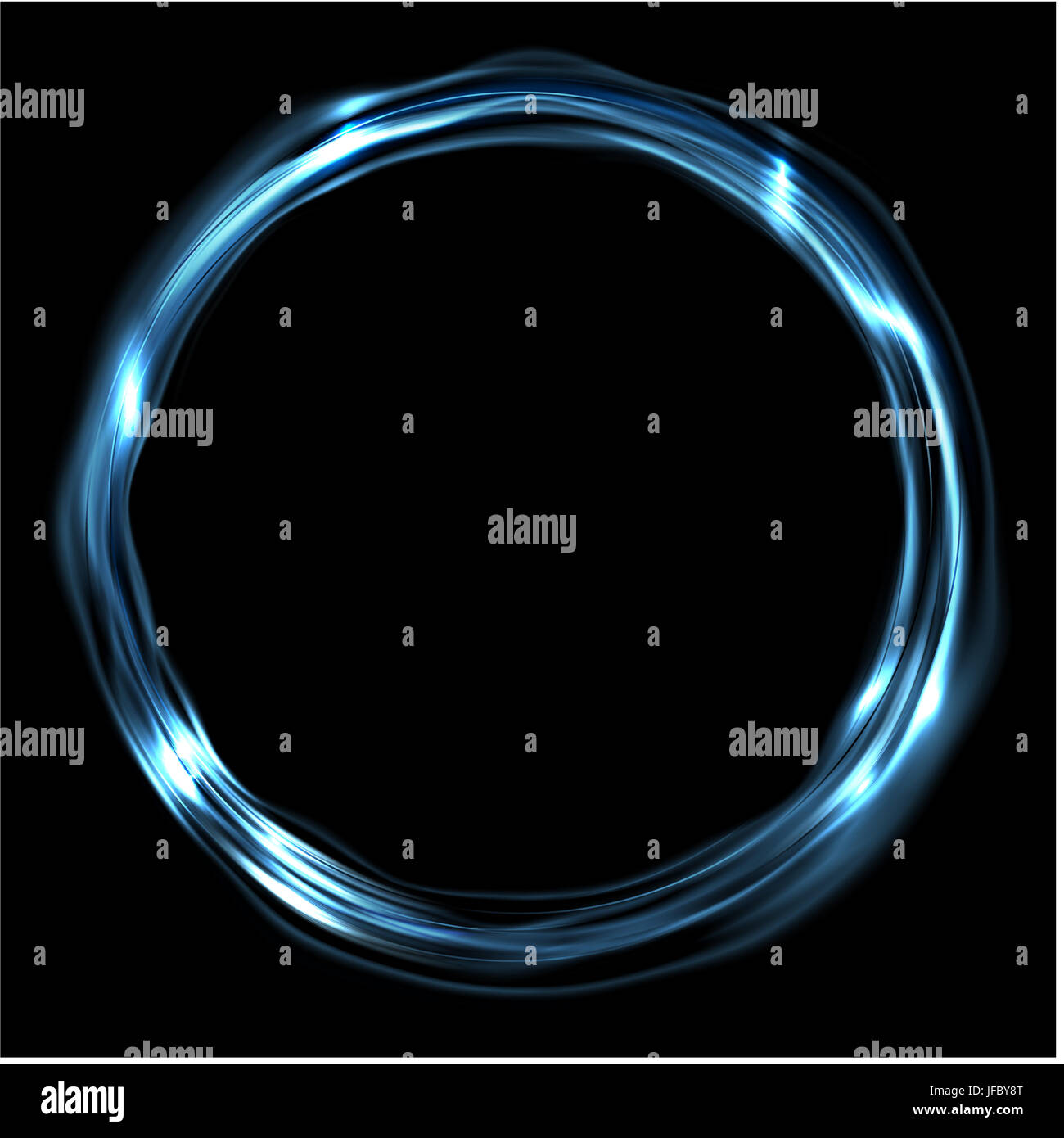 Blue glossy iridescent ring circle Stock Photo