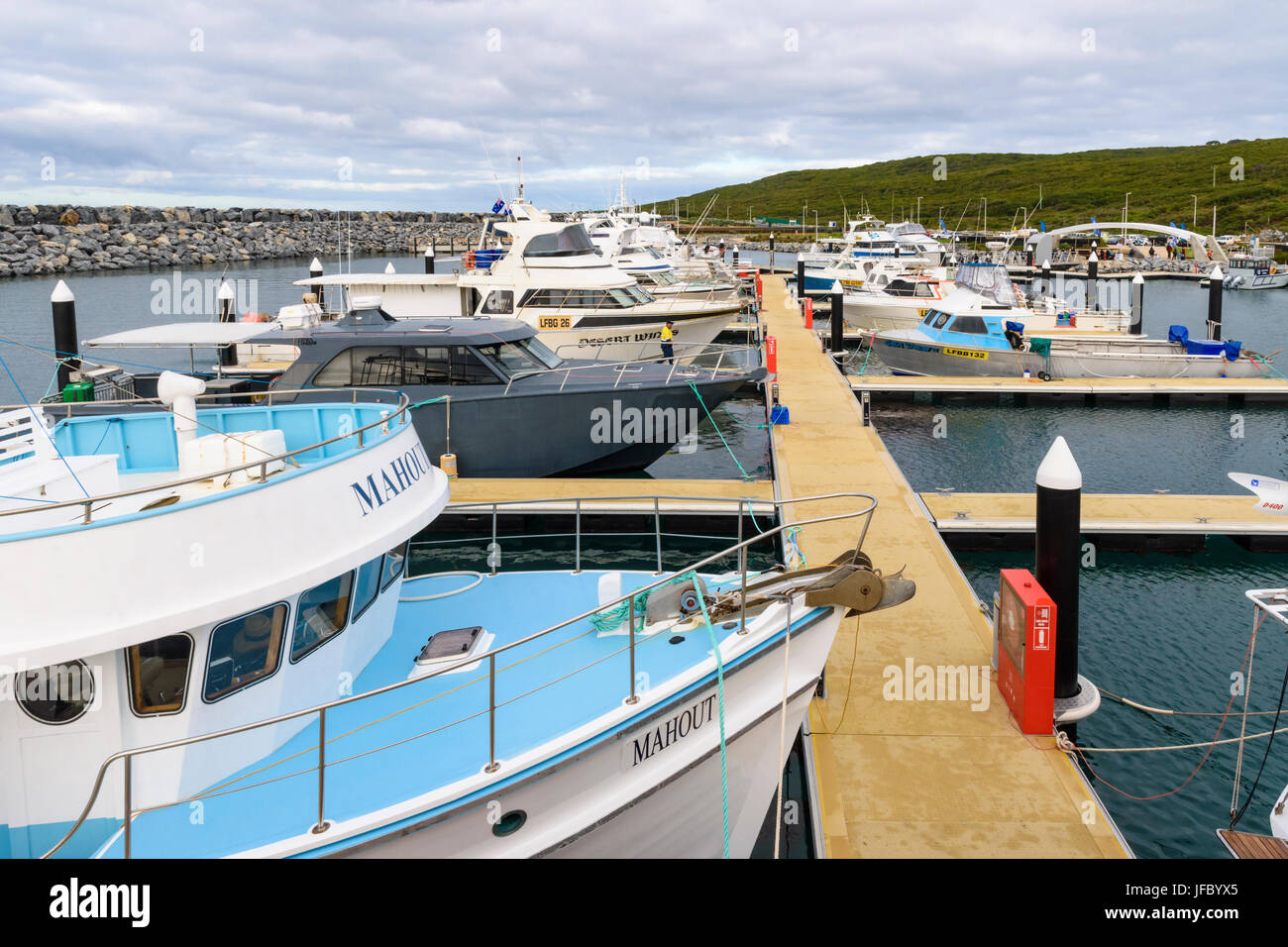 Boats in the the new Augusta Boat Harbour, just south of Augusta, Western Australia Stock Photo