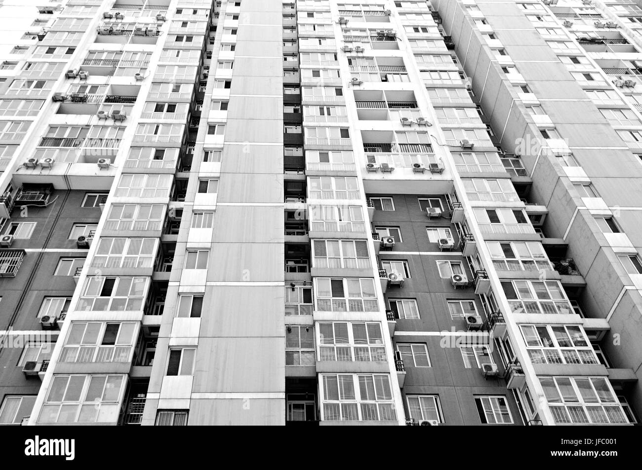 Urban life in Beijing China black-white Stock Photo
