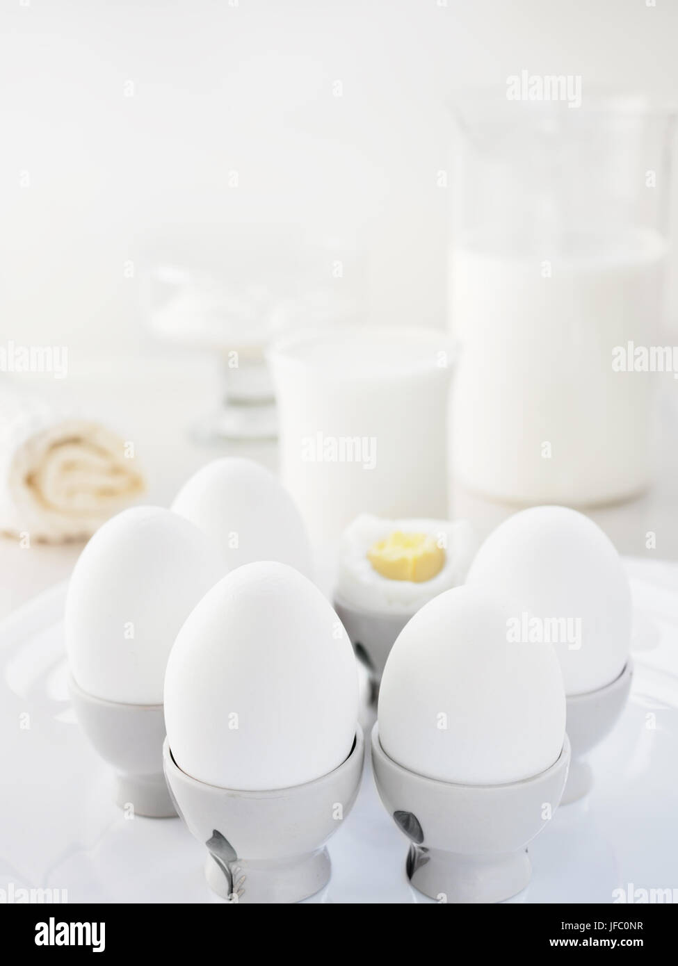 Still life breakfast, morning, proteinaceous products milk, cottage cheese, sour cream, cream