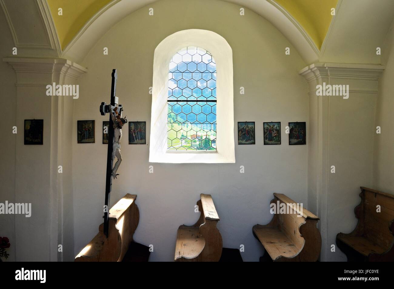 Inside Kelderkapelle Valsertal Tyrol Austria Stock Photo