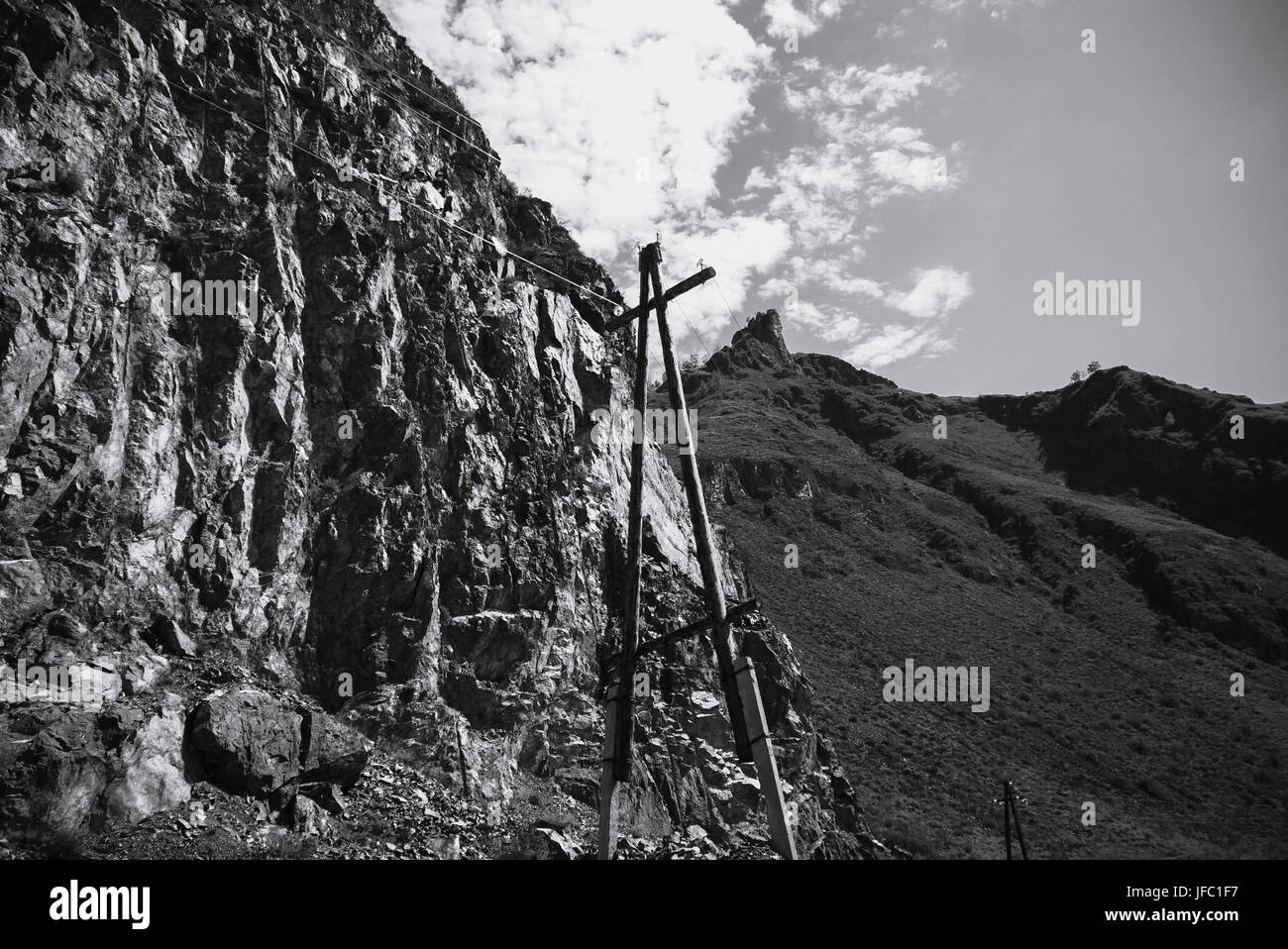 Altai mountains power lines hi-res stock photography and images - Alamy