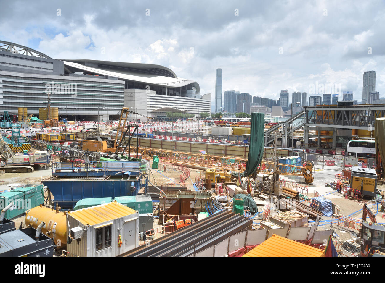Construction site of  the MTR - Shatin to Central Link, Wan Chai, Hong Kong Stock Photo