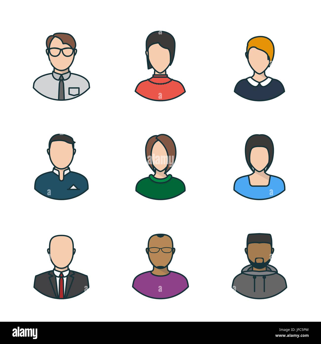 Flat people faces Stock Vector