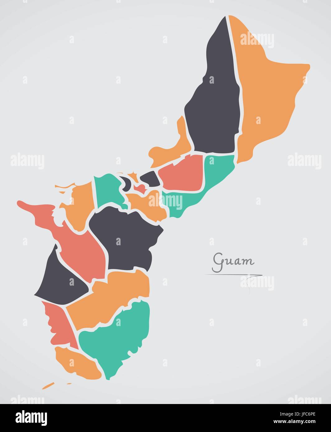 Guam Map Hi Res Stock Photography And Images Alamy Guam Map With States And Modern Round Shapes JFC6PE 