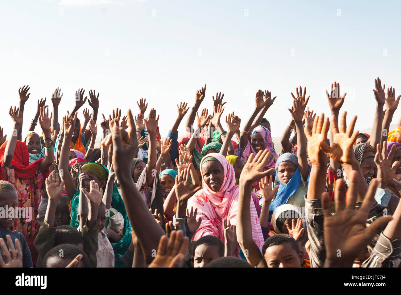 Women dancing and celebrating the inauguration of a new school in Hajin, Somali Region, Ethiopia. Stock Photo