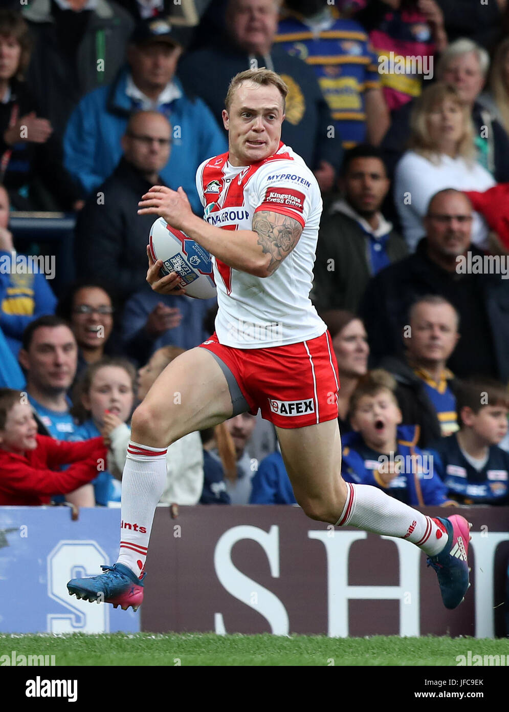 St Helens' Adam Swift during the Betfred Super League match at Headingley Carnegie Stadium, Leeds. Stock Photo