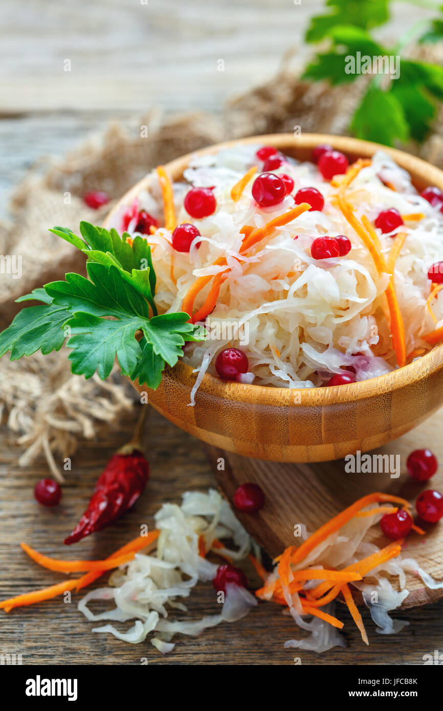 Sour cabbage with cranberries. Stock Photo