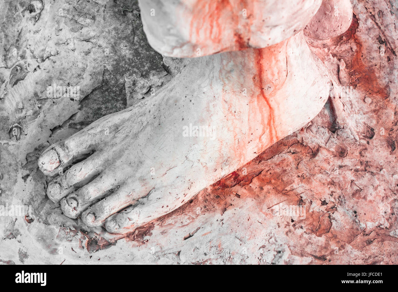 Foot of Christ bloodied Stock Photo