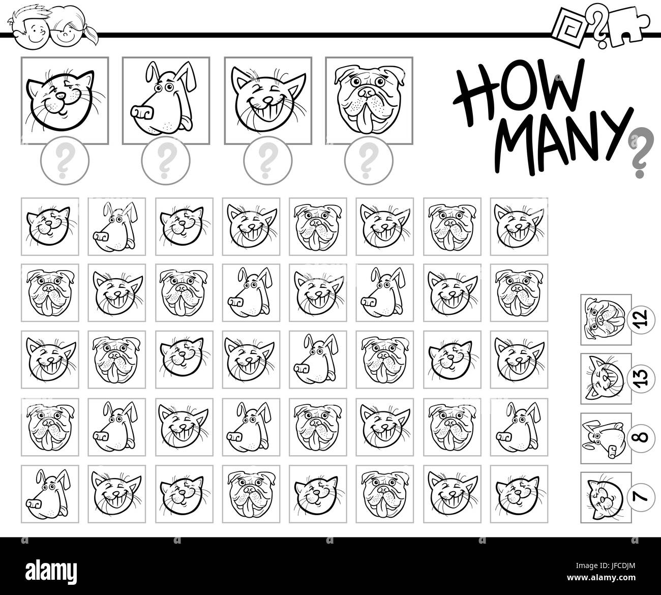 counting game coloring page Stock Photo - Alamy
