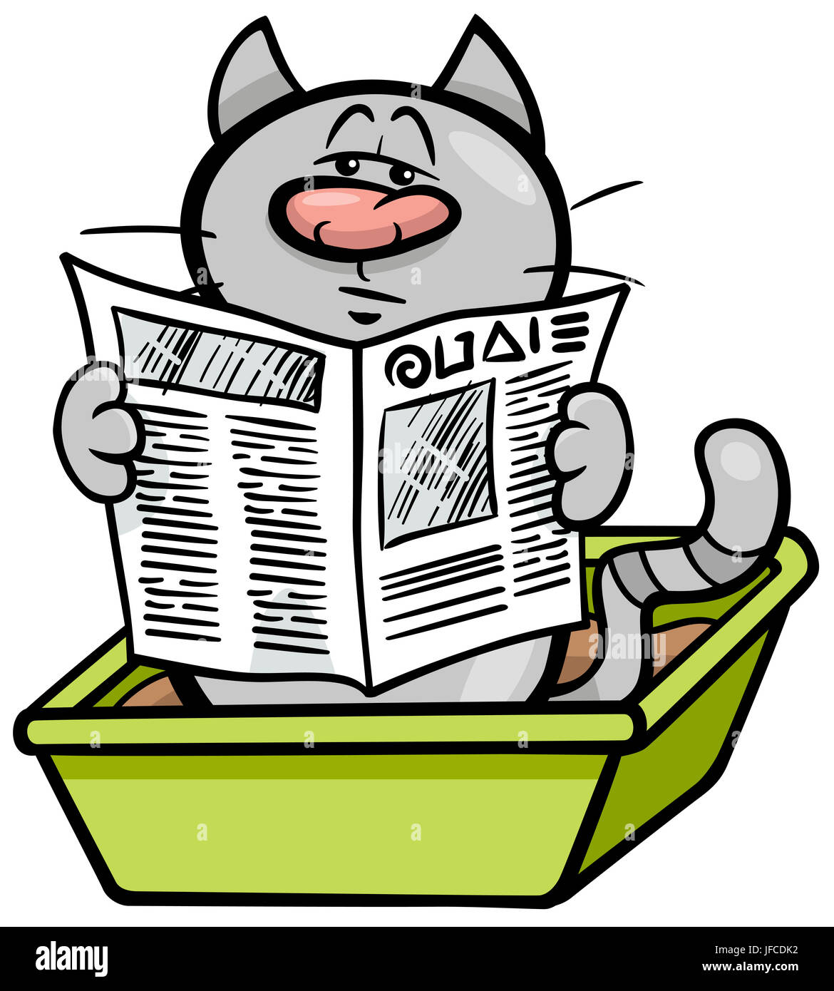cat in litter box cartoon Stock Photo - Alamy