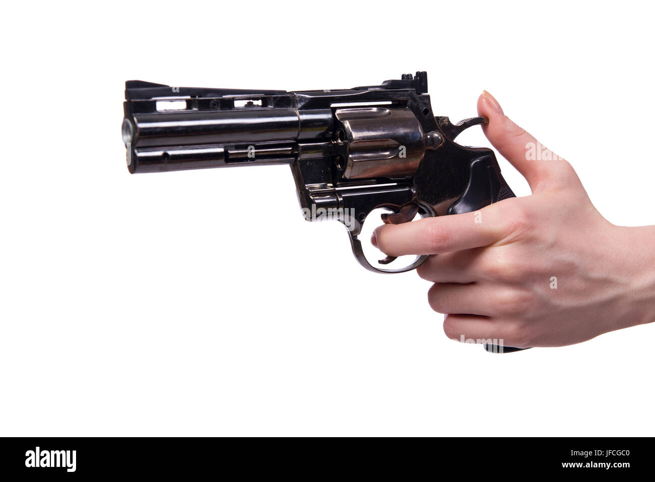 Hand Gun Using Hand Hand with handgun isolated on white Stock Photo - Alamy