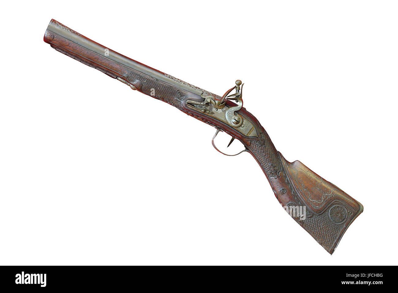 old beautiful shotgun isolated over white background, collection object for your design Stock Photo