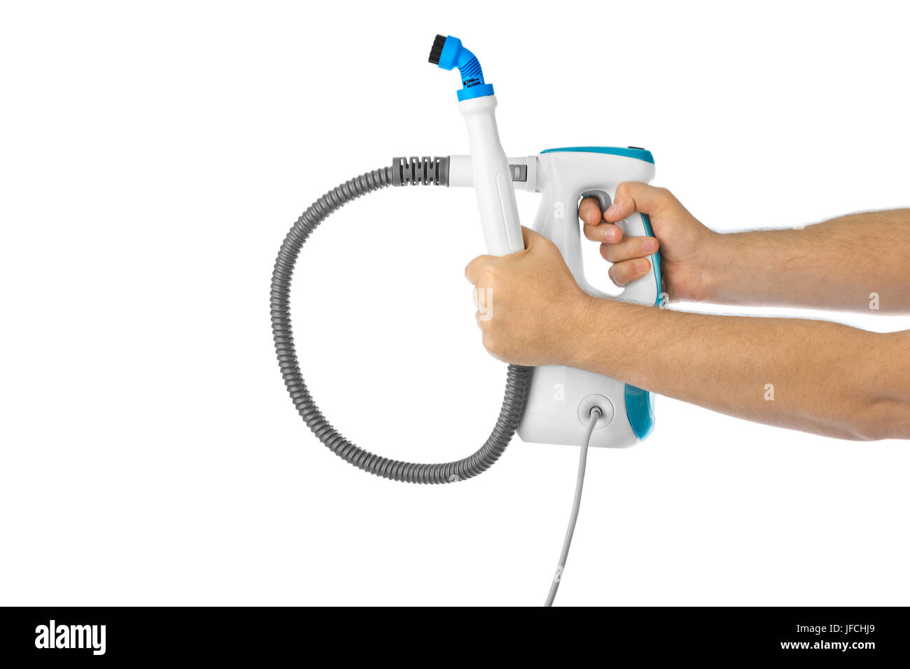 Steam cleaner in hands Stock Photo - Alamy