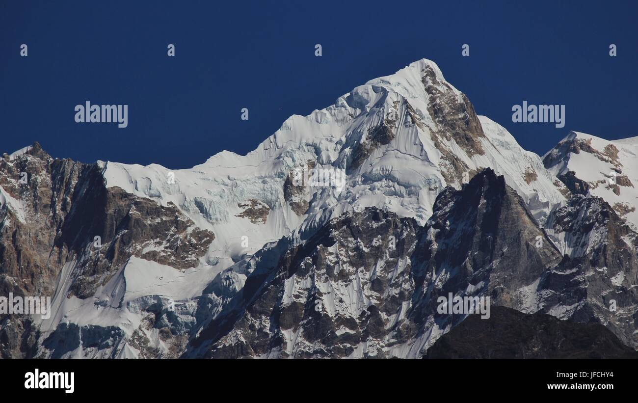 Glacier covered mountain in Nepal Stock Photo