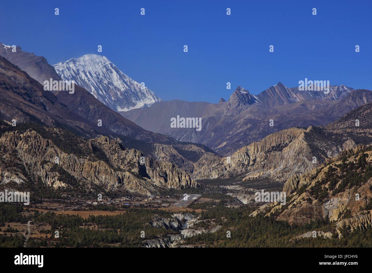 Airstripe in the Manang valley Stock Photo