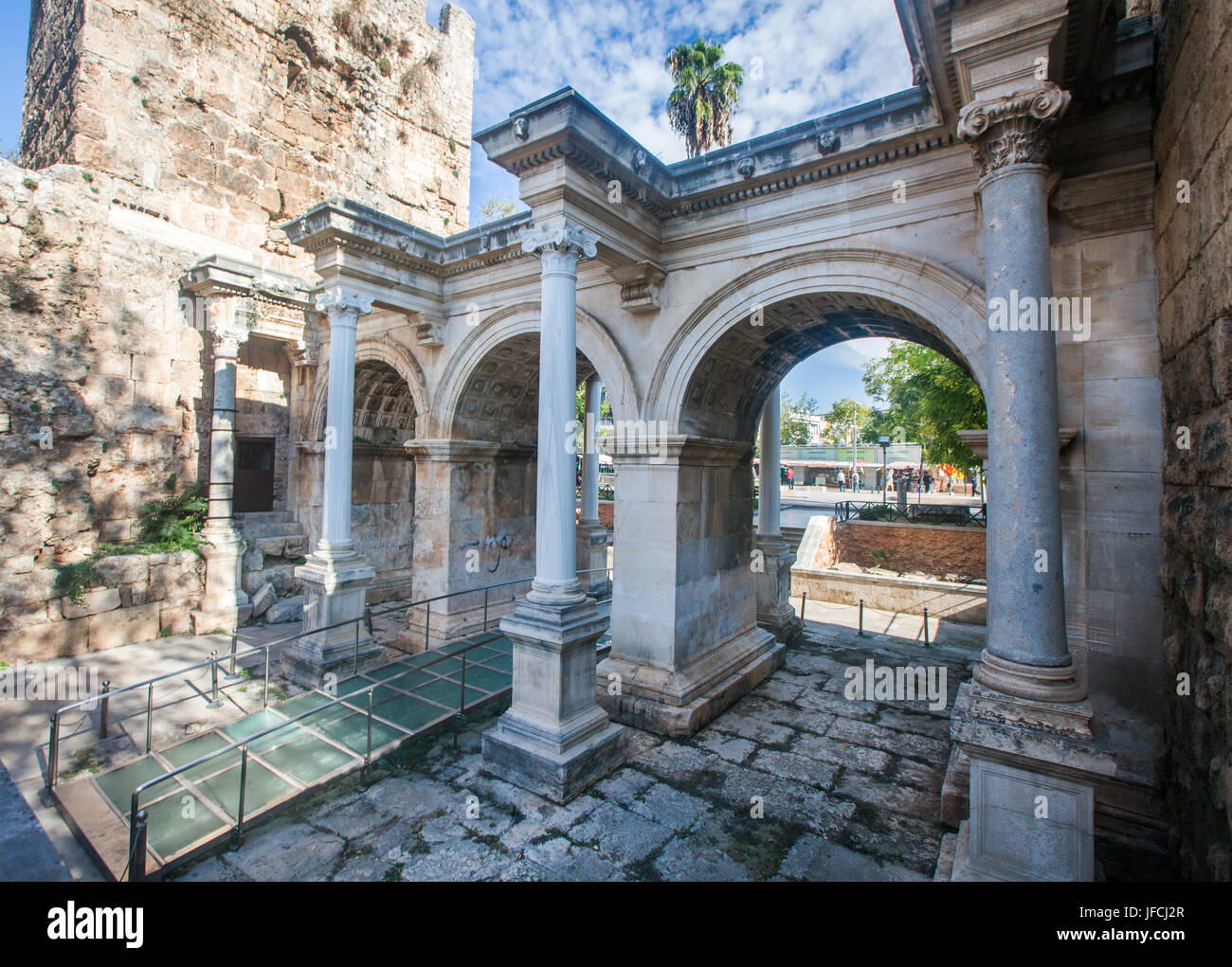 Hadrian's Gate in old city of Antalya Stock Photo