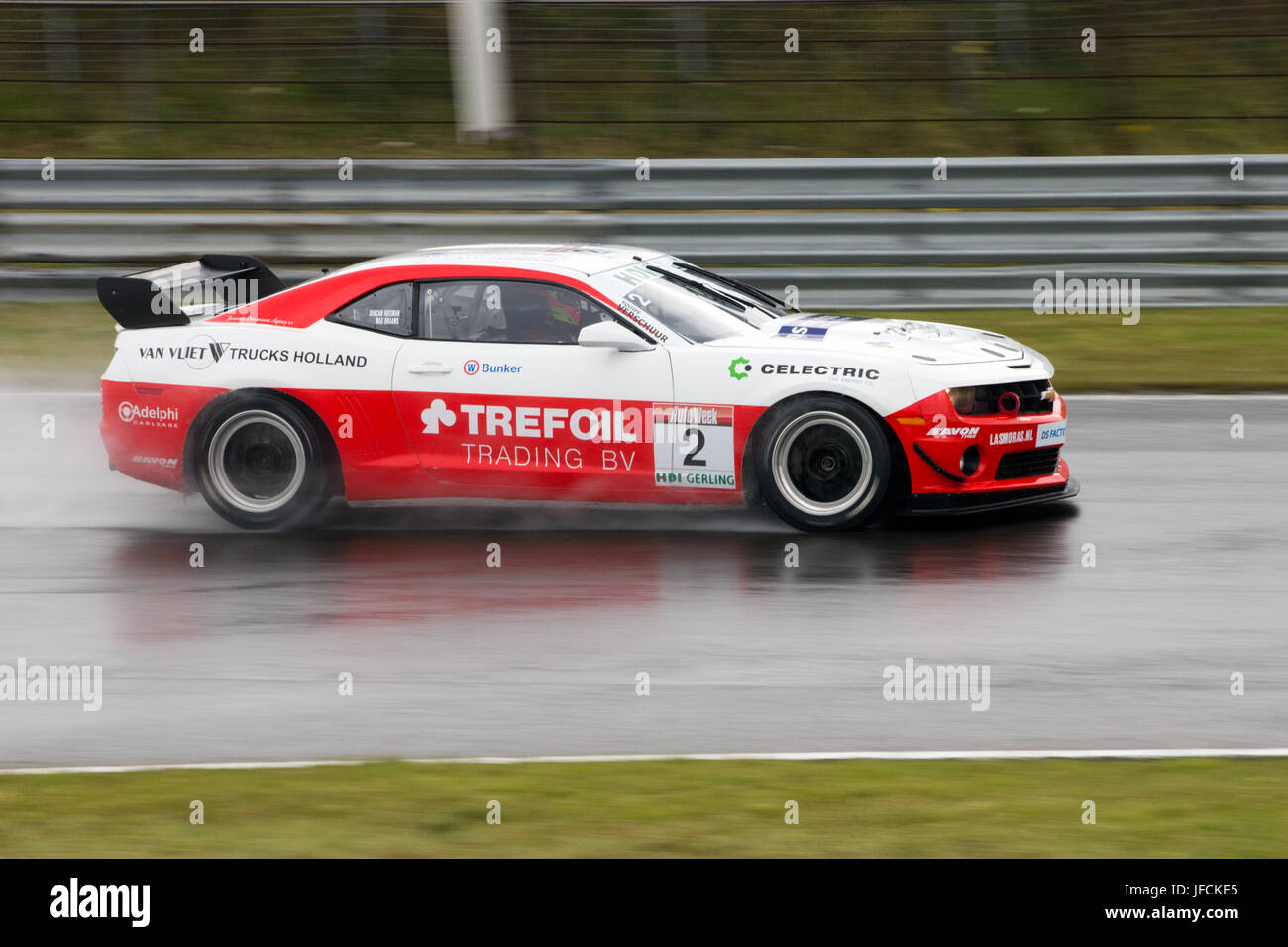 ZANDVOORT, THE NETHERLANDS - JULY 15: Duncan Huisman racing in the Chevrolet Camaro during the HDI-Gerling Dutch GT Championship at Circuit Park Zandv Stock Photo