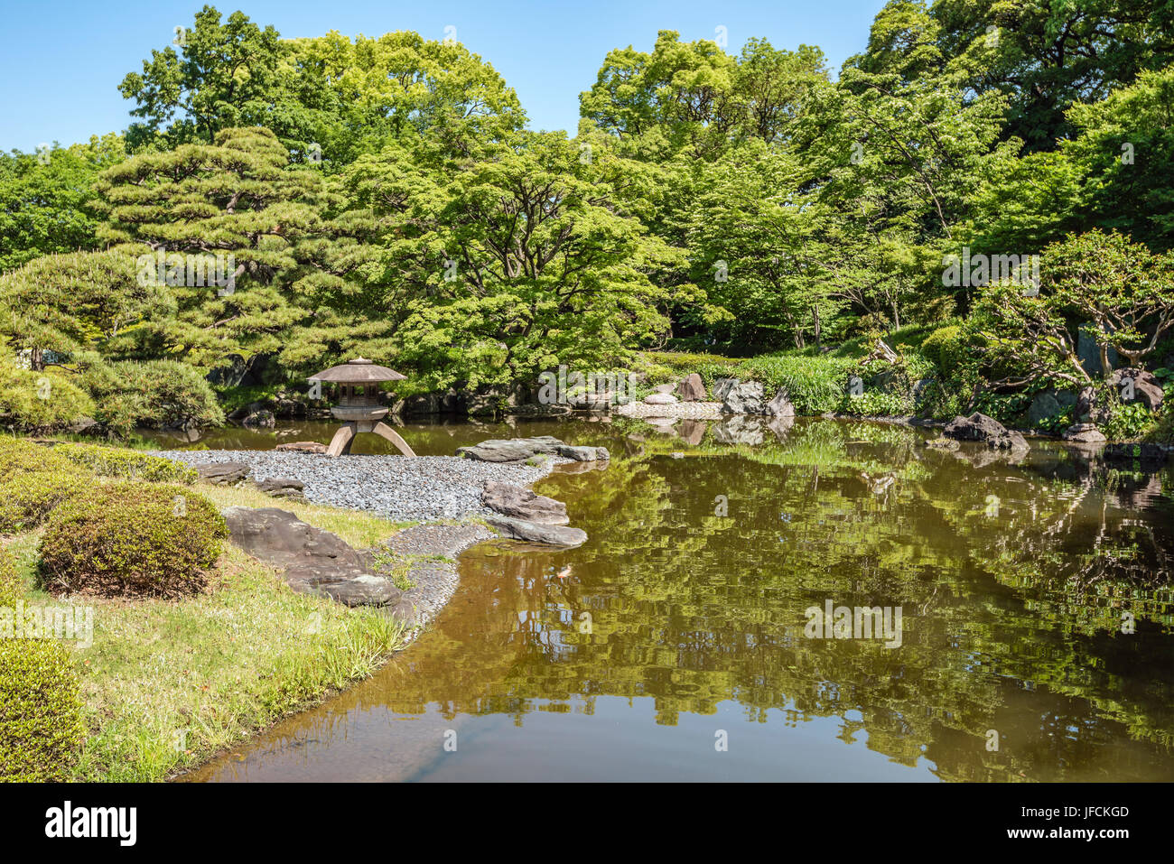 Ninomaru Garden at the East Gardens of the Imperial Palace, Tokyo, Japan Stock Photo