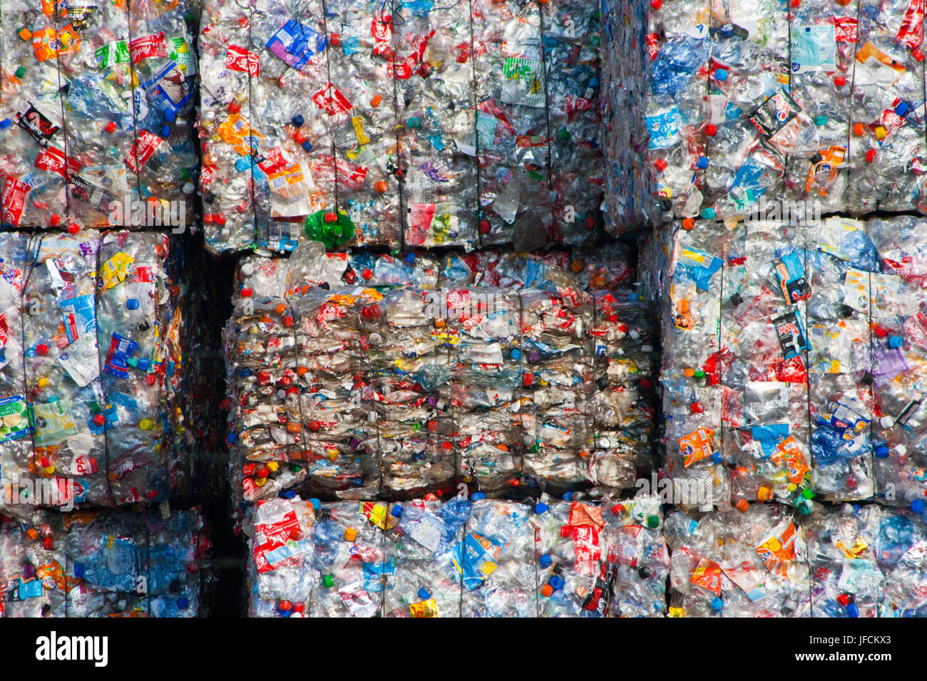 ARNHEM, THE NETHERLANDS MARCH 15 Clear plastic bottles in bales at