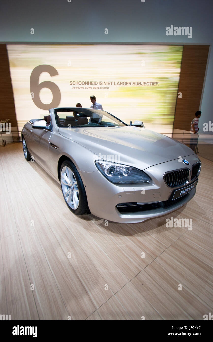 AMSTERDAM - APRIL 22: BMW 650i convertible on display during the AutoRAI motorshow on April 22, 2011 in Amsterdam, The Netherlands. Stock Photo