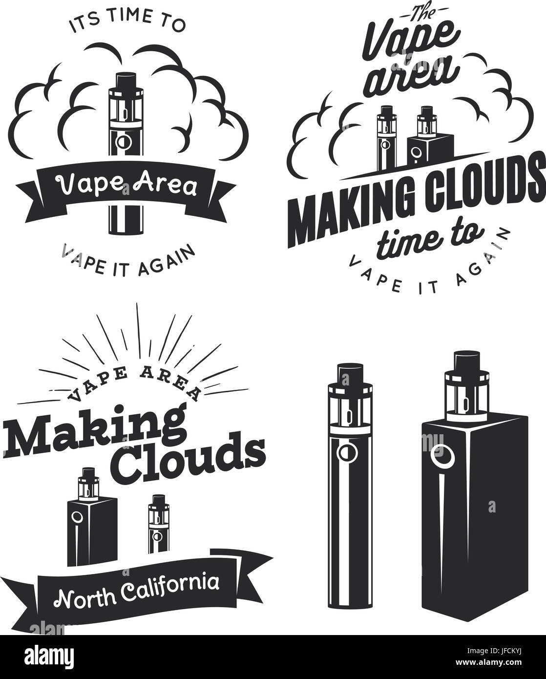 Set of vape, e-cigarette logo, emblems, and badges isolated on white  background. Vector vintage illustration Stock Vector Image & Art