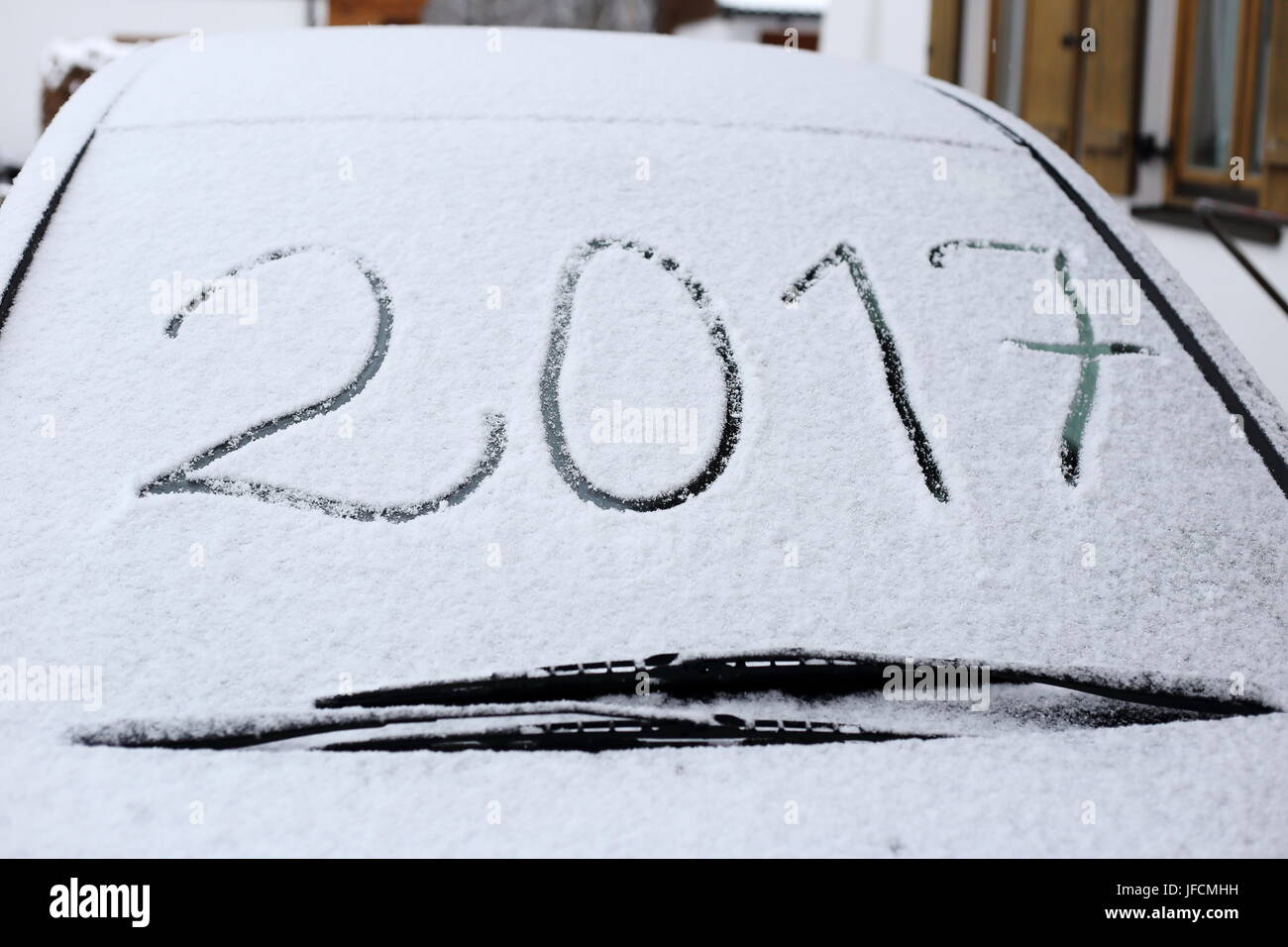 2017 on windscreen Stock Photo